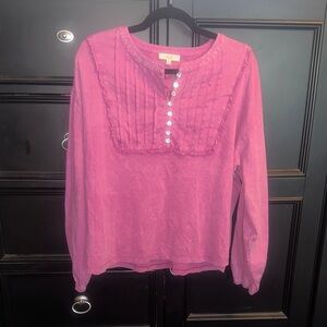 Easel Sm Fuchsia Blouse with Button Detail